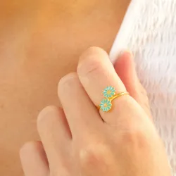 margriet blauwe ring in verguld sterlingzilver - Maggie