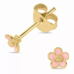 5 mm margriet pink oorsteker in verguld sterlingzilver - Majse