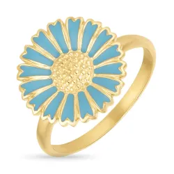 14 mm margriet blauwe ring in verguld sterlingzilver - Marie
