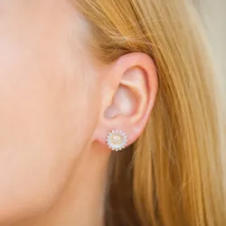 11 mm margriet paarse oorsteker in verguld sterlingzilver - Matilda