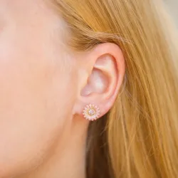 margriet pink oorsteker in verguld sterlingzilver - Matilda