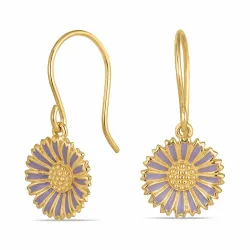 11,5 mm margriet paarse oorbellen in verguld zilver - Marie