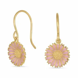 11,5 mm margriet pink oorbellen in verguld sterlingzilver - Marie