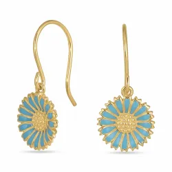 11,5 mm margriet blauwe oorbellen in verguld zilver - Marie