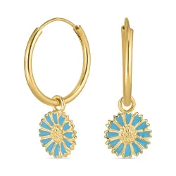 18 mm margriet blauwe creool in verguld zilver - Marie