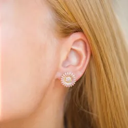 14,5 mm margriet pink oorsteker in verguld zilver - Matilda
