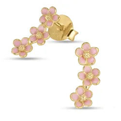 margriet pink oorsteker in verguld zilver - Majse
