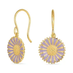 14,5 mm margriet paarse oorbellen in verguld zilver - Marie