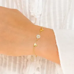 hart margriet paarse armband in verguld sterlingzilver - Maggie