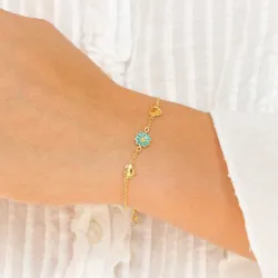 hart margriet blauwe armband in verguld sterlingzilver - Maggie