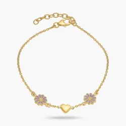 hart margriet paarse armband in verguld sterlingzilver - Maggie