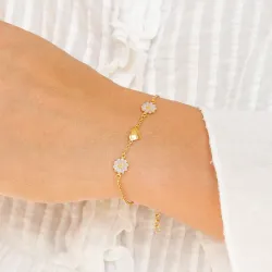 hart margriet paarse armband in verguld sterlingzilver - Maggie