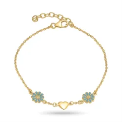hart margriet blauwe armband in verguld sterlingzilver - Maggie