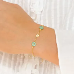 hart margriet blauwe armband in verguld sterlingzilver - Maggie