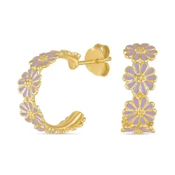 margriet paarse oorsteker in verguld zilver - Maggie