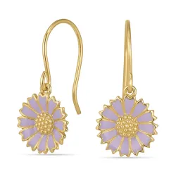 11 mm margriet paarse oorbellen in verguld sterlingzilver - Marie