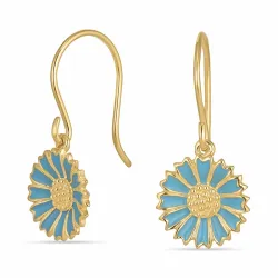 11 mm margriet blauwe oorbellen in verguld zilver - Marie