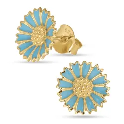 11 mm margriet blauwe oorsteker in verguld sterlingzilver - Marie