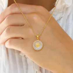 margriet paarse ketting in verguld sterlingzilver met hanger in verguld sterlingzilver - Marie