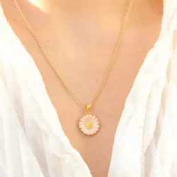 14,5 mm margriet pink hanger in verguld sterlingzilver - Marie