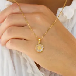 11,5 mm margriet paarse hanger in verguld sterlingzilver - Marie