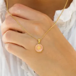 margriet pink ketting in verguld sterlingzilver met hanger in verguld sterlingzilver - Marie
