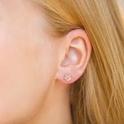 6,5 mm margriet roze oorsteker in verguld sterlingzilver - Majse