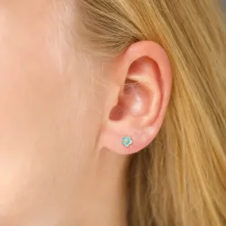 margriet blauwe oorsteker in verguld zilver - Majse