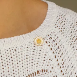 14 mm margriet broche in verguld sterlingzilver - Marie