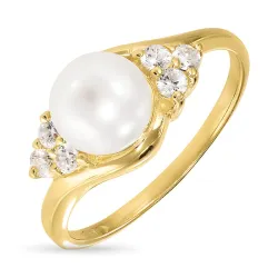 parel ring in verguld sterlingzilver