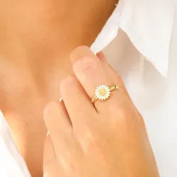 10 mm margriet ring in verguld sterlingzilver - Matilda