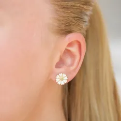 11 mm margriet oorsteker in verguld zilver - Magda
