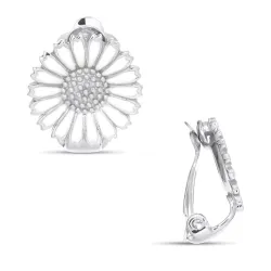 13,5 mm margriet oorclips in zilver - Marie
