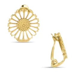 13,5 mm margriet oorclips in verguld zilver - Marie