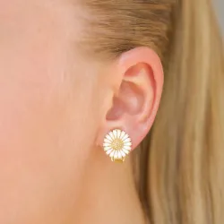 13,5 mm margriet oorclips in verguld zilver - Marie