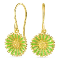 12 mm margriet lichtgroene oorbellen in verguld zilver - Marie