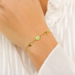 hart margriet lichtgroene armband in verguld sterlingzilver - Maggie