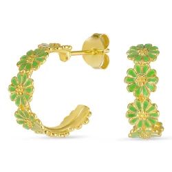 margriet lichtgroene oorbellen in verguld sterlingzilver - Maggie