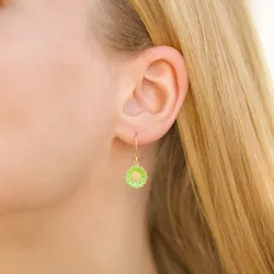 11,5 mm margriet lichtgroene oorbellen in verguld sterlingzilver