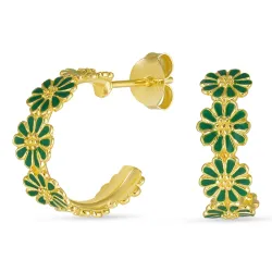 margriet donkergroene oorbellen in verguld sterlingzilver - Maggie