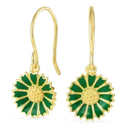 11 mm margriet donkergroene oorbellen in verguld zilver - Marie