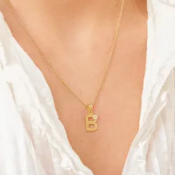letter b hanger in verguld sterlingzilver