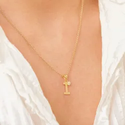 letter i hanger in verguld sterlingzilver