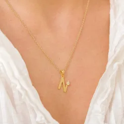 letter n hanger in verguld sterlingzilver