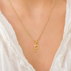 letter p hanger in verguld sterlingzilver