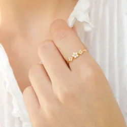 margriet witte ring in verguld sterlingzilver - Majse