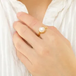 parel ring in verguld sterlingzilver