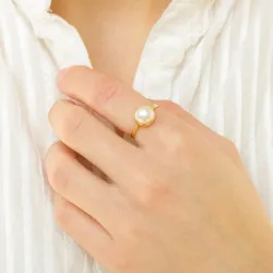 parel ring in verguld sterlingzilver