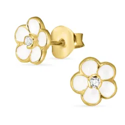 8,5 mm margriet zirkoon oorsteker in verguld zilver - Majse