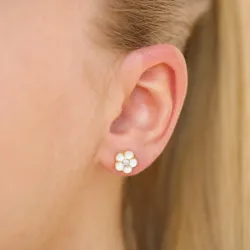 8,5 mm margriet zirkoon oorsteker in verguld zilver - Majse